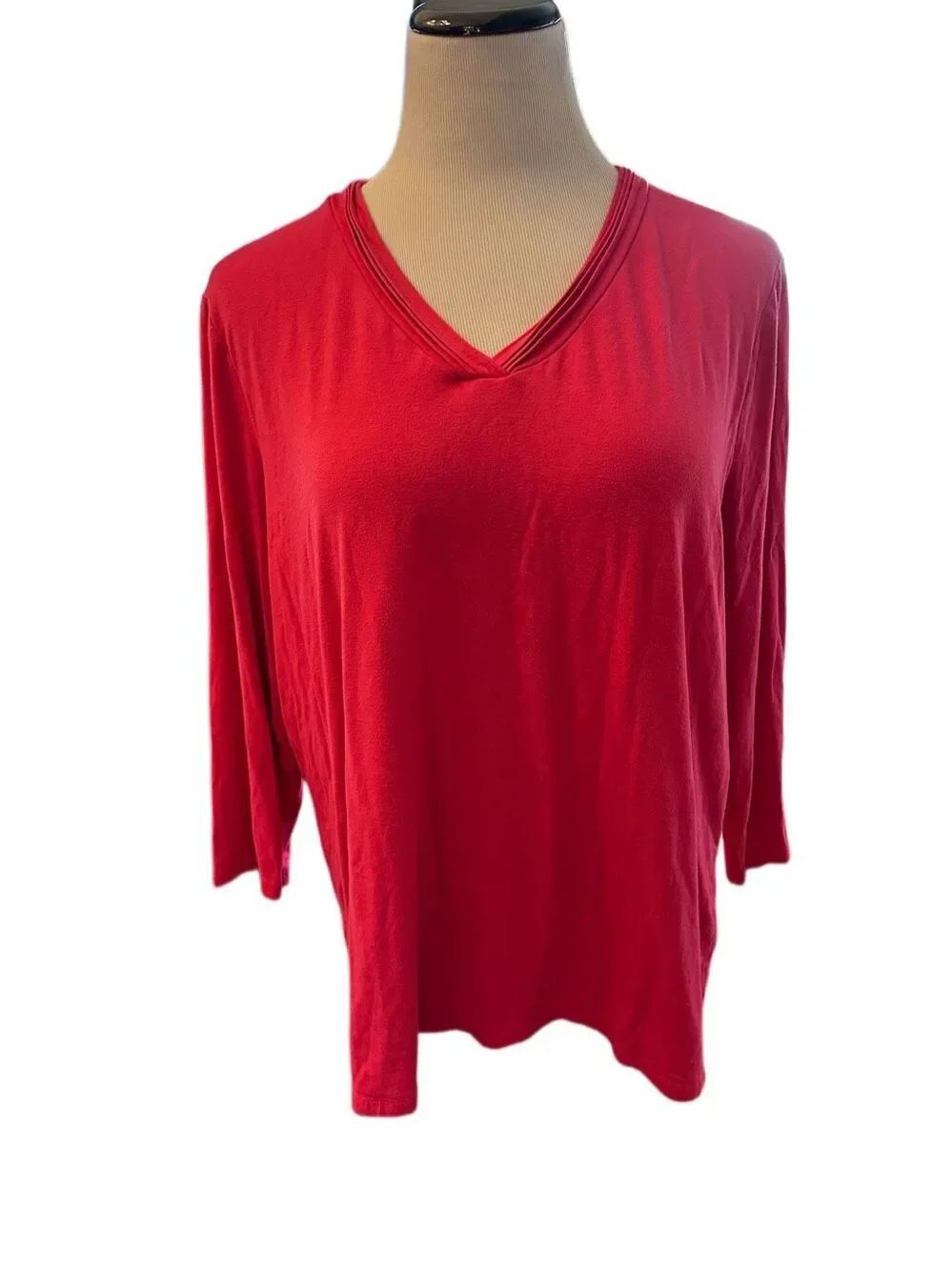 Talbots Hot Pink V-Neck Long Sleeve Knit Top Sz 2X